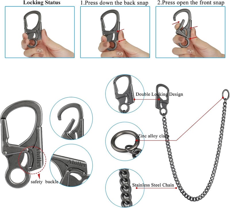Ahiller Biker Wallet Chain, Heavy Duty Pocket Chain with Round Clasp, Men Chains for Keys, Jeans, Pants, Purse and Handbag - Image 4